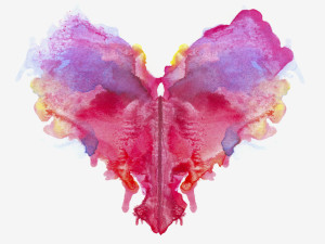 Watercolor multicolored heart.